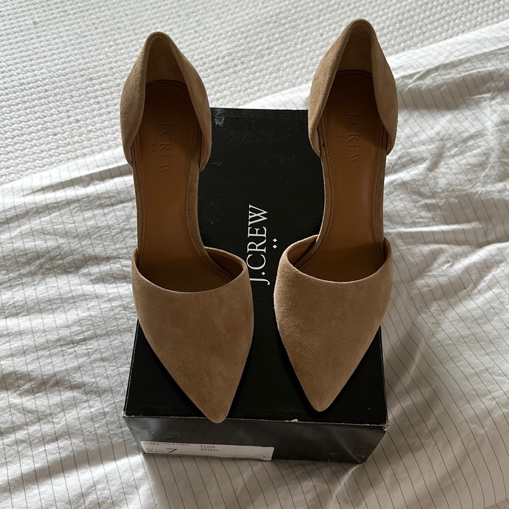 J. Crew Tan Suede d’orsay Heels